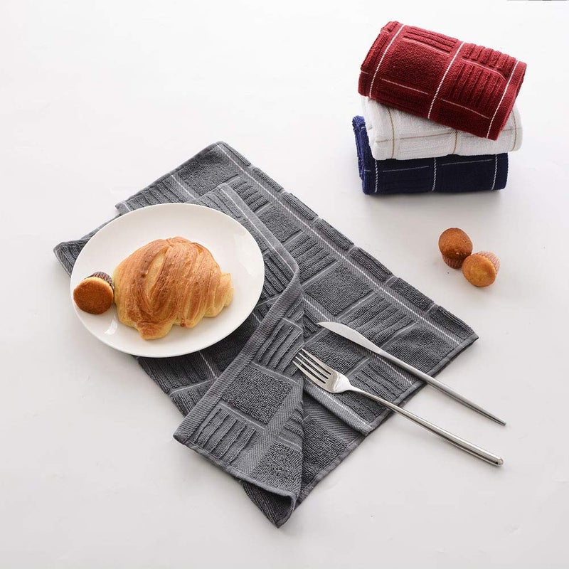 Anyi 100% Cotton Gray Kitchen Towels, Absorbent Dish Towels with Hanging Loop, Soft Kitchen Hand Towels for Washing, Drying Dishes - Image 4